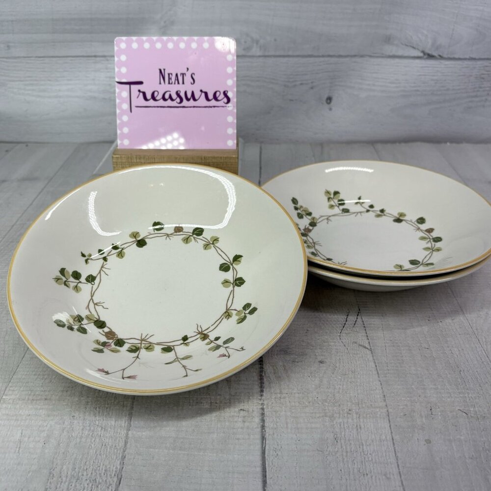 Churchill CCH7  Leaf Vine Around Center White England China Soup Bowls Set of 3